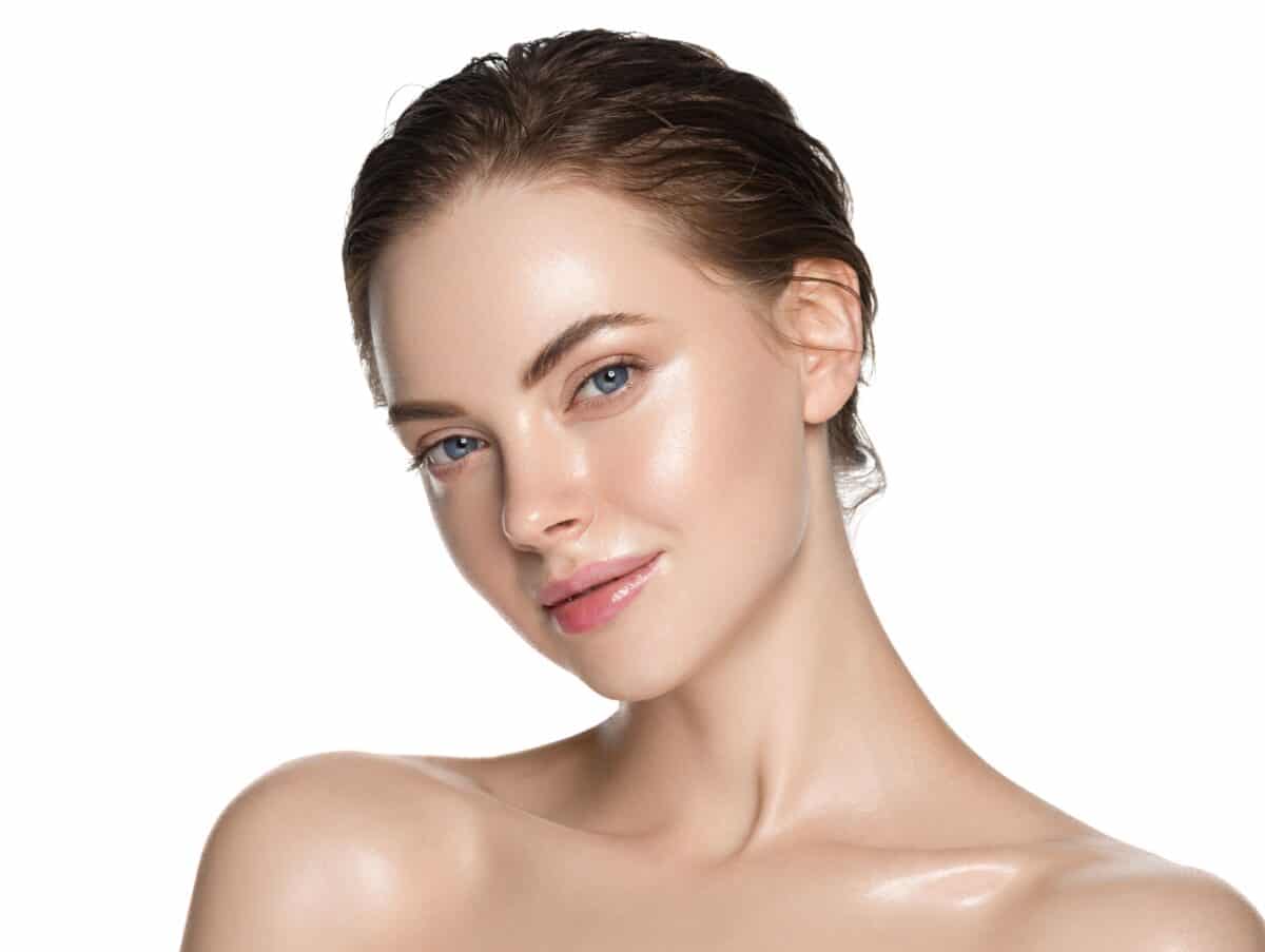 A woman with clear healthy skin