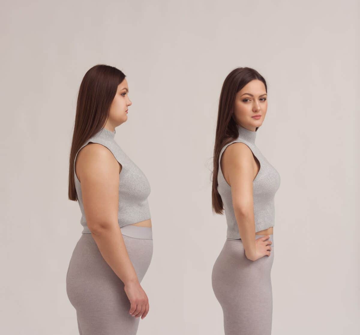 Woman Showing Weight Loss Achieved with Semaglutide